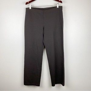 New Eileen Fisher Brown Viscose Nylon Stretch Straight Leg Pull-On Pants Size L